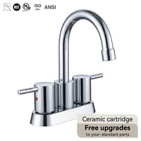 Robinet de lavabo central CUPC pour salle de bain, mitigeur moderne haut de gamme en acier inoxydable chromé, 2 poignées, 2 trous