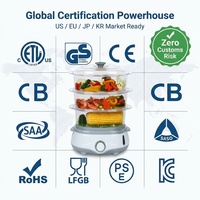 Vaporera Eléctrica de 3 Niveles OEM ODM - Vaporera Multifuncional Certificada por la FDA, CE y RoHS para Verduras, Pescado y Panecillos