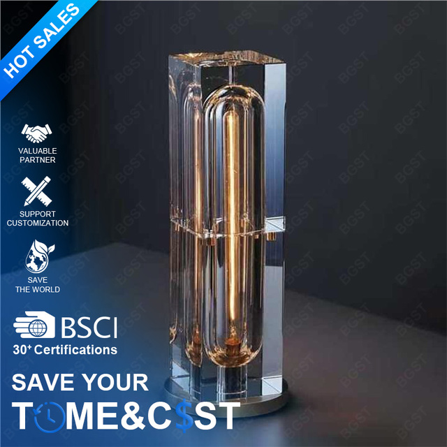 BGST Best Sellers High Quality square Crystal Lamp Modern Decorative Bedside Desk Lamp Bedroom Luxury Table Lamp