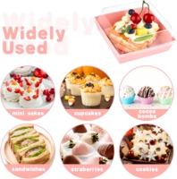 Boîte de boulangerie cupcake rose personnalisée jetable alimentaire gâteau sandwich au chocolat macaron couvercles transparents 16x11x2.5 boîtes pour desserts