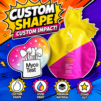 Sacs en Mylar de forme personnalisée, faible MOQ 100 pièces, pochettes découpées pour bonbons, snacks, cosmétiques, emballage alimentaire, sacs anti-odeur de qualité alimentaire