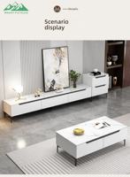 Wayon, table minimaliste moderne haut de gamme, blanche avec pieds en bois, pour la décoration contemporaine de la maison