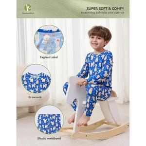 Ensemble de pyjama pour enfants BambooBud, haut à manches longues avec pantalon, vêtements de nuit en viscose de bambou doux, 2-7 ans, unisexe, vêtements décontractés pour enfants - Product Image 4