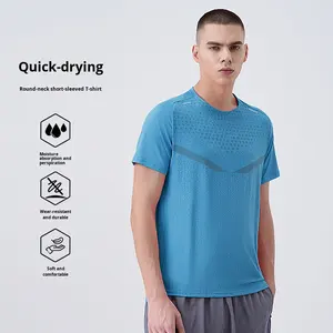 Camiseta Deportiva de Seda de Hielo para Hombre, de Secado Rápido, Delgada, para Verano, Manga Corta, Lisa - Product Image 1