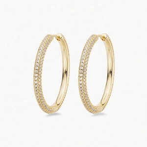 Nuevos Aretes de Aro Grandes Chapados en Oro de 18k con Incrustaciones Completas de Circonita 5A para Mujer, Joyería de Moda - Product Image 1