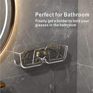 2pcs Eyeglasses <b>Holder</b> <b>Stand</b> Wall Mounted Sunglasses Display Case <b>Glasses</b> Organizer with Adhesive Sticker for Bathroom Bedroom - Product Image 5