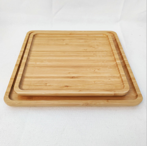 Plato de fruta de cena de bambú ecológico/bandeja de postre diseño grabado de diferentes tamaños y formas para acampar MOQ 10 piezas - Product Image 2