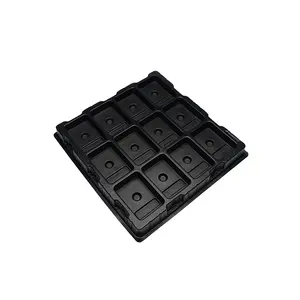 Bandeja de plástico electrónica PS grande personalizada del fabricante con negro puro, alta dureza y embalaje estable de 12 rejillas