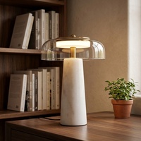 Nouvelle lampe de table de luxe en marbre naturel pour villa, hôtel, chambre à coucher, chevet, lecture, bureau, avec prise électrique