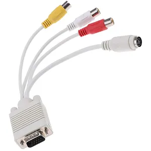 15 pin vga svga to 4 pin s-video 3 rca av tv out cable cord adapter converter for pc laptop