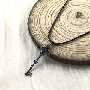 Collier de cosplay Game Rail <span class=keywords><strong>Herta</strong></span>, pendentif clé, chaîne en cuir rétro, collier ras du cou unisexe, bijoux, accessoire pour fête d'Halloween - Product Image 4