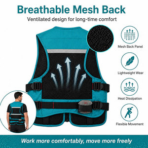 Gilet de sécurité réfléchissant multi-poches pour vêtements de travail industriels et équipement respirant pour la course nocturne en extérieur, avec logo personnalisé - Product Image 2