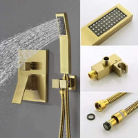 Ensemble de douche mural de luxe au design moderne pour salle de bain, mitigeur pluie, avec jets de massage, en laiton, à poignée unique