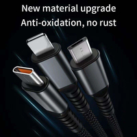 Cable de Carga Rápida 3 en 1 de 100W con Conectores Micro-USB, Revestimiento de Nailon Resistente y Blindaje Trenzado de 2m para Teléfonos Móviles