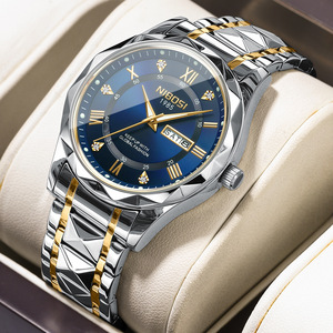 Reloj de Lujo de Alta Gama para Hombre, Correa de Acero Inoxidable 316L, Cristal de Zafiro, Resistencia al Agua de 30 m, Reloj de Cuarzo Luminoso para Buceo - Product Image 1