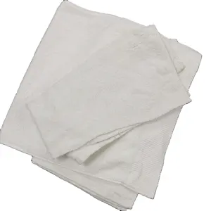 Sewn White Little Square Towel Rags Textile Waste Recycled Wiping Rags Industry Cleaning Cloth