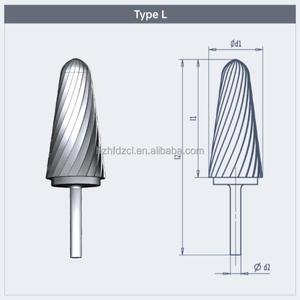 Fraise rotative conique à tête ronde de type L, simple ou double coupe, pour le meulage, le débavurage et la découpe - Product Image 2