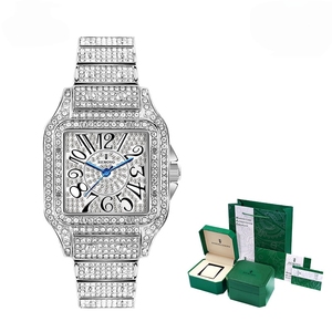 Bracelet en acier tendance à grand cadran numérique entièrement automatique <span class=keywords><strong>Montre</strong></span> élégante pour <span class=keywords><strong>femme</strong></span> sertie de diamants simple - Product Image 1