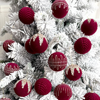 Boules de Noël en velours pailleté de haute qualité, respectueuses de l'environnement, rouge et vert, ornements de luxe à suspendre à l'arbre pour la maison pendant les fêtes