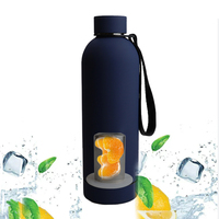 Flacon à vide isolé en acier inoxydable de 500ml avec logo personnalisé portable Infuseur de fruits Bouteille d'eau avec poignée en corde