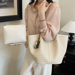 Sac fourre-tout tissé vintage <span class=keywords><strong>français</strong></span> 2026 – Grande taille, simple, décontracté, pour le quotidien, à porter à l'épaule ou sous le bras - Product Image 3