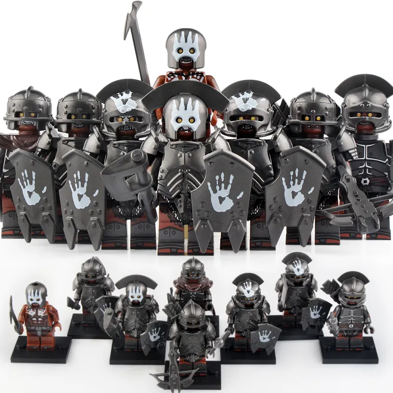Kt1033 senhor os anéis da ação figuras, forte orc, mini soldados do exército, cavaleiro medieval, bloco de construção, brinquedo para as crianças, presente