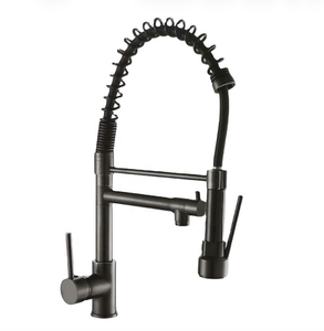 Robinet de cuisine <span class=keywords><strong>gourmet</strong></span> Pretta tout noir 55 cm, mitigeur monocommande noir avec douchette extractible - Product Image 1