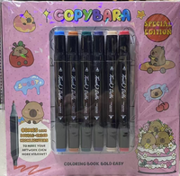 Cahier de dessin animé à couverture rigide Capybara mignon livre de coloriage avec des couleurs vives avec des marqueurs