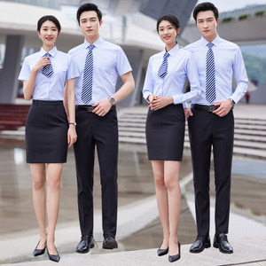 Blue And White Striped Professional Long Sleeve Wrinkle Free Work Shirt Unisex Viscose Autumn Wear - Product Image 1