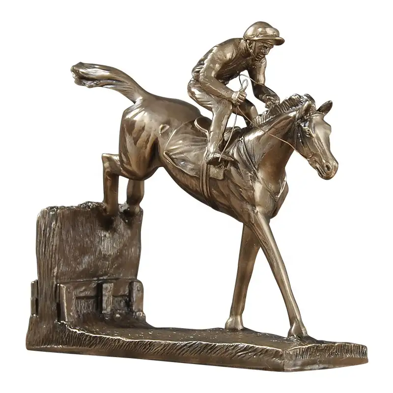 Lebensgroßes Reit zentrum Dekor Bronze Racing Horse Statue Pferderennen Pferdesport ler Skulptur