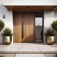 Portail d'entrée de jardin moderne en aluminium avec serrure intelligente, panneau en bois sculpté CNC, résistant aux intempéries, pour villa et cour, portail piétonnier