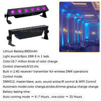 Projecteur de scène professionnel pour DJ 6x18W RGBWA UV LED, à piles, avec DMX sans fil et télécommande Wi-Fi