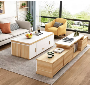 Tavolino da Tè Multifunzionale Moderno, Combinazione Mobile TV Retrattile e Pieghevole per Piccoli Appartamenti, Soggiorno e Hotel - Product Image 3