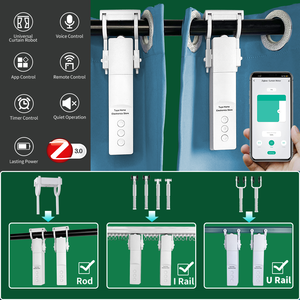 Robot de rideau intelligent MYQ Tuya ZigBee pour tringle universelle, commande vocale via application, <span class=keywords><strong>batterie</strong></span> rechargeable pour salon - Product Image 3