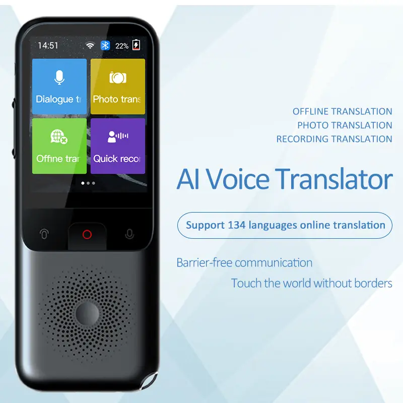 Wereldwijde Ai Draagbare Tweeweg Instant Spraak Elektronische Zakvertaling Apparaten Real-Time Automatische Slimme Stem Vertaler