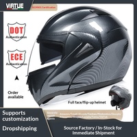 Casque de moto électrique VIRTUE pour le commerce extérieur, certifié DOT/ECE, double visière relevable, personnalisable
