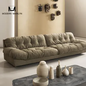 Ensemble de canapé sectionnel en tissu de salon italien canapé en plumes rétro confortable MILANO canapé en cuir sans lavage