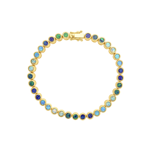 Pulsera de tenis Gemnel con ópalos redondos en ombré pastel, plata de ley 925, joyería fina para regalo de niña, se puede personalizar el color de la piedra - Product Image 3