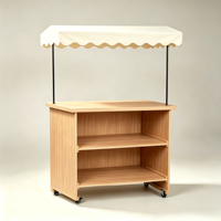 Comptoir d'exposition pliable en bois à niveaux avec roulettes universelles, couleur, logo et taille personnalisables, portable pour la vente au détail