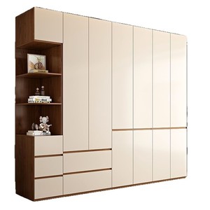 Armoire de couple moderne autoportante avec portes battantes et séparations internes, grande capacité pour les vêtements des conjoints - Product Image 6