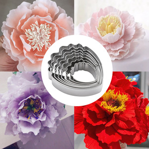 Haute qualité 4 pièces/ensemble <span class=keywords><strong>pivoine</strong></span> pétale <span class=keywords><strong>emporte</strong></span>-pièce en acier inoxydable Fondant Biscuit Cutter - Product Image 3