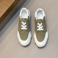 Sneakers décontractées de luxe pour hommes, en toile et cuir, patchwork, semelle épaisse, lacets, chaussures de marche