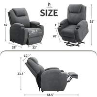 Fauteuil de massage chauffant à 8 points de vibration, avec porte-gobelets USB Type-C en acier inoxydable, canapé individuel pour personnes âgées