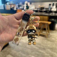 Porte-clés Soldat Mignon en PVC 3D, Figurine de Dessin Animé, Anneau de Clés avec Sangle Tressée, Pendentif de Sac, Support de Clés de Voiture, Décoration Tendance, Cadeau pour Hommes et Garçons