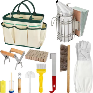 Nouveau <span class=keywords><strong>kit</strong></span> d'outils apicoles : Gants anti-abeilles en peau de mouton, enfumoirs à abeilles, sac de rangement, équipement apicole (métal et bambou) - Product Image 6