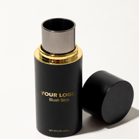 Emballage de stick blush simple et luxueux, noir et or, tube vide haut de gamme pour blush, emballage cosmétique Hexi