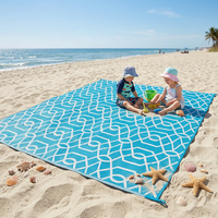 Tapis de camping en PP tissé OEM ODM pour camping-car, tapis réversible imperméable recyclé, tapis antidérapant pour patio, camping-car, extérieur, bleu vif