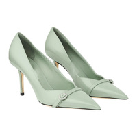 Escarpins de mariée pour femmes en cuir brossé à bout pointu avec boucle en strass, talons compensés très hauts (8 cm+) Nouveau style