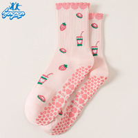 Chaussettes de yoga antidérapantes professionnelles de haute qualité avec logo personnalisé, chaussettes d'hiver pour l'intérieur, Pilates, fitness et exercices au sol, chaussettes longues en coton