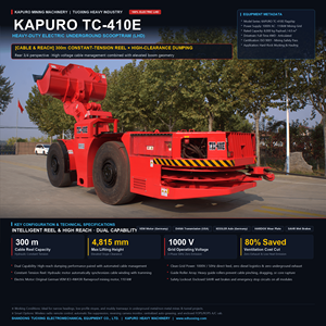 Chargeur LHD électrique Kapuro TC-410E à profil bas pour l'exploitation minière souterraine, capacité 4 m³, pour le déblaiement de stères en roche dure à veines étroites - Product Image 1
